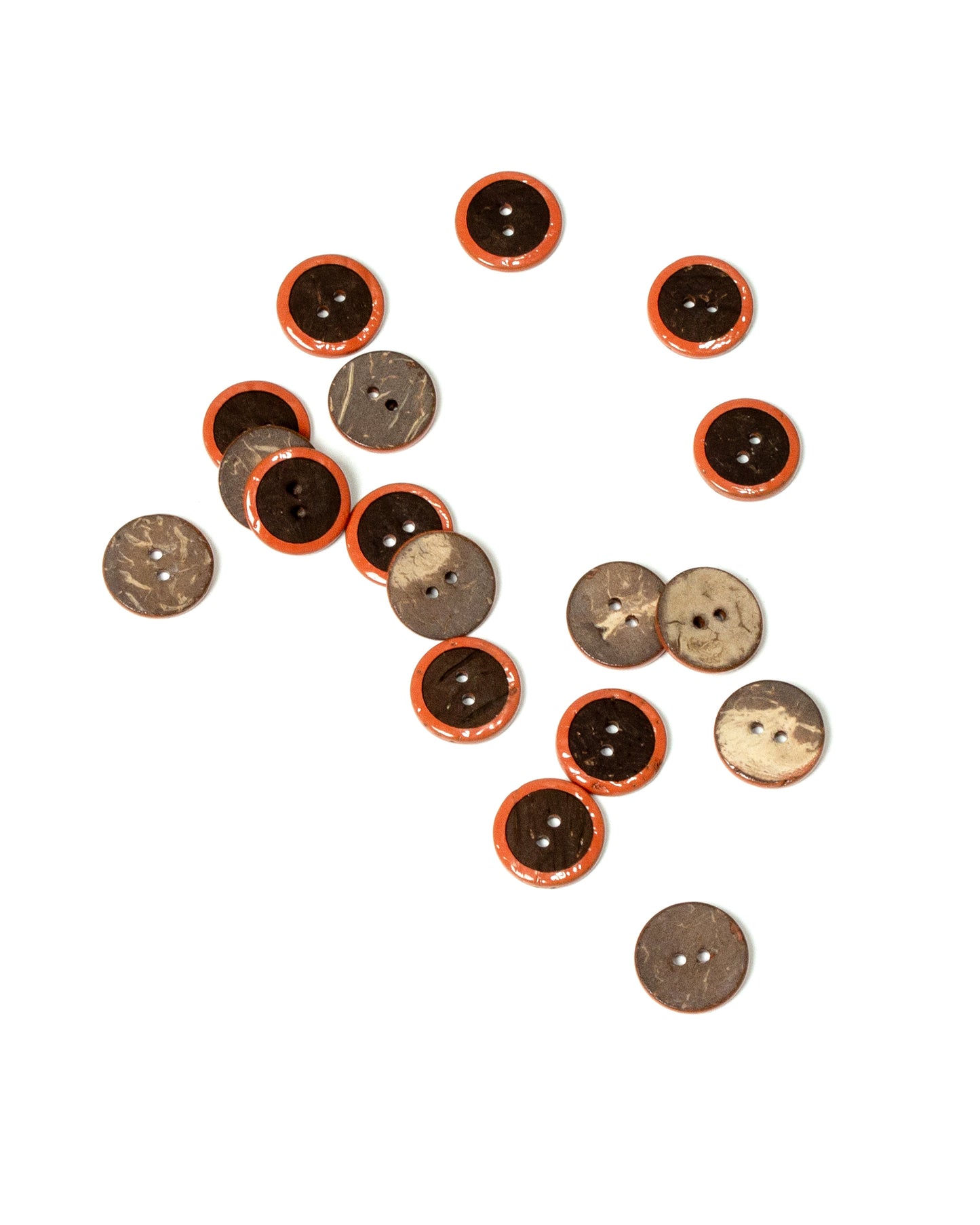 Coco Shell Buttons Raised Orange Rim 18mm