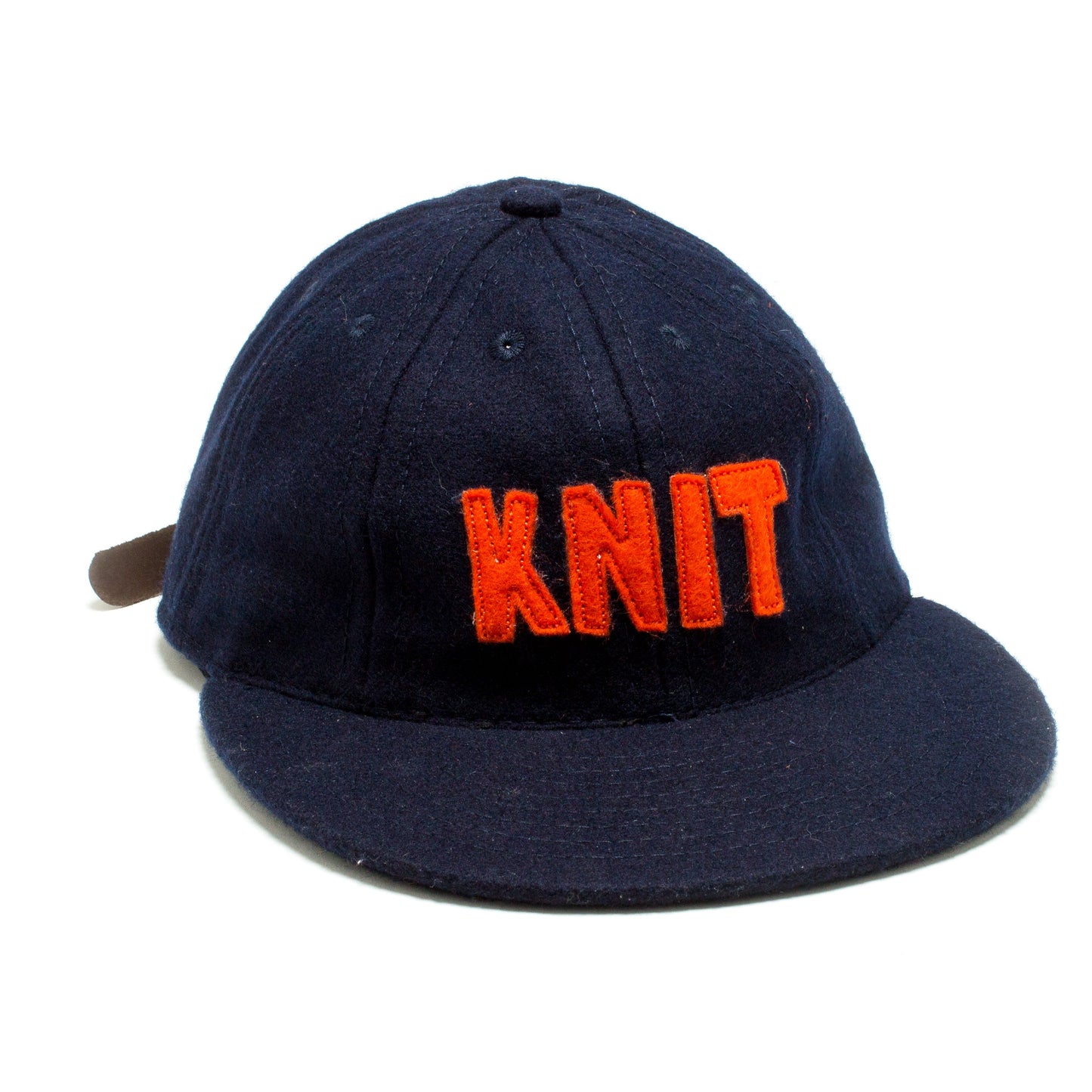 KNIT Vintage Wool Cap - Orange + Navy