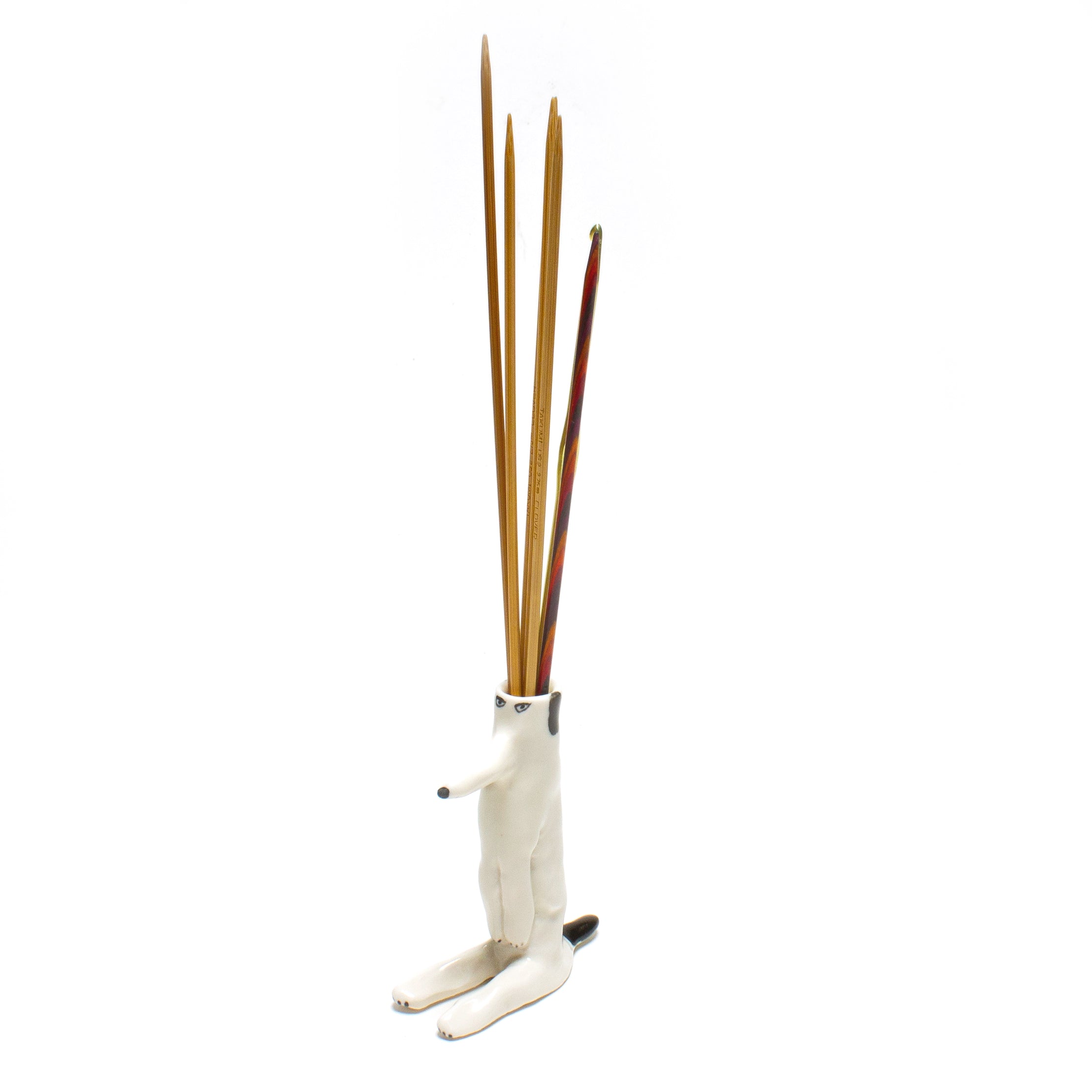Toothpick Holding Dog on Butt