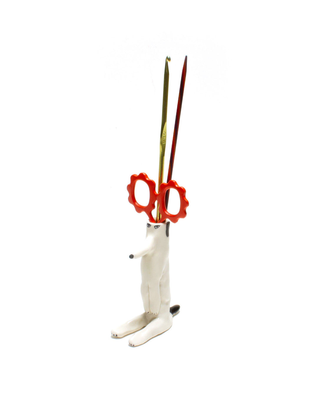 Toothpick Holding Dog on Butt