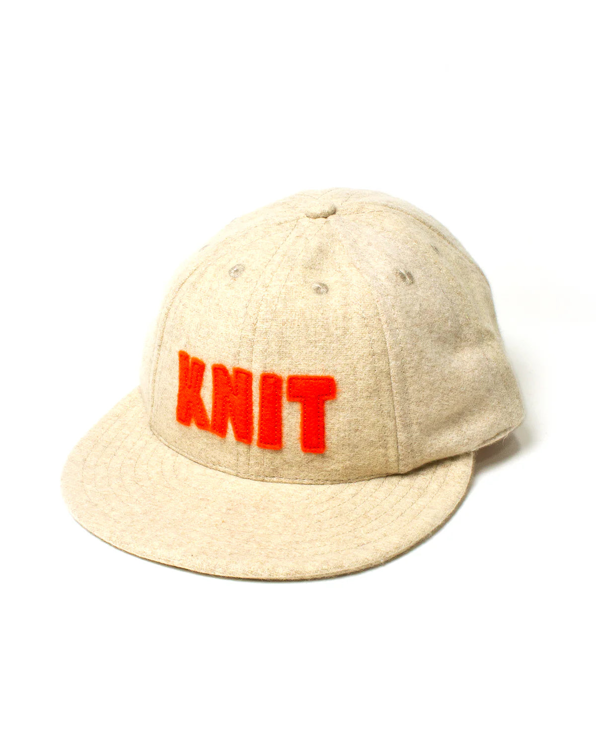 KNIT Vintage Wool Cap - Oatmeal + Orange