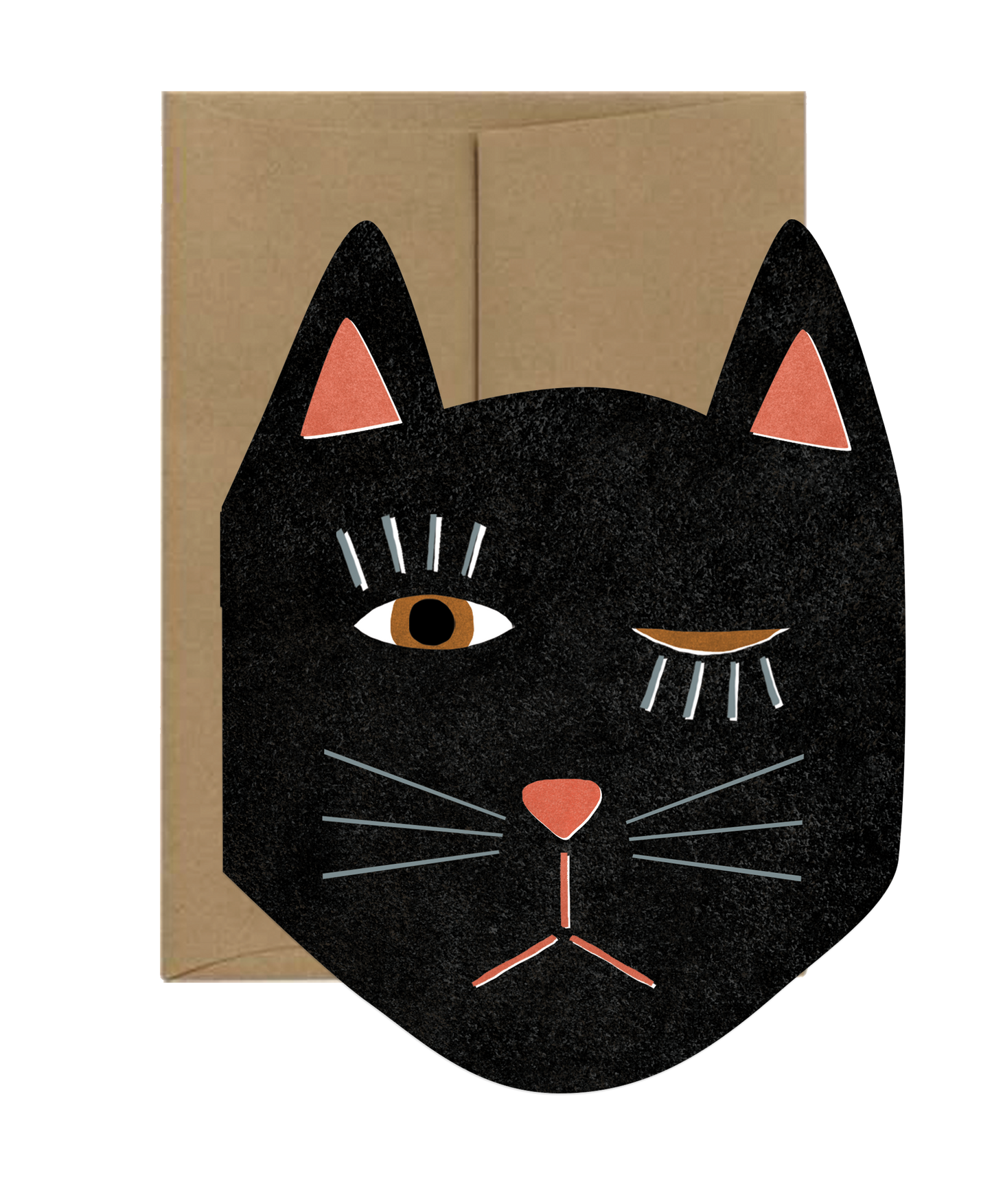 Black Cat Blink - Die Cut Card