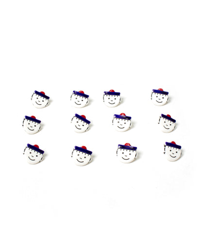 Sailor Faces with Pom Pom Buttons 12mm