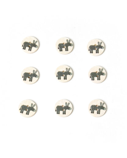 Coco Shell Buttons with Grey Donkey 15mm