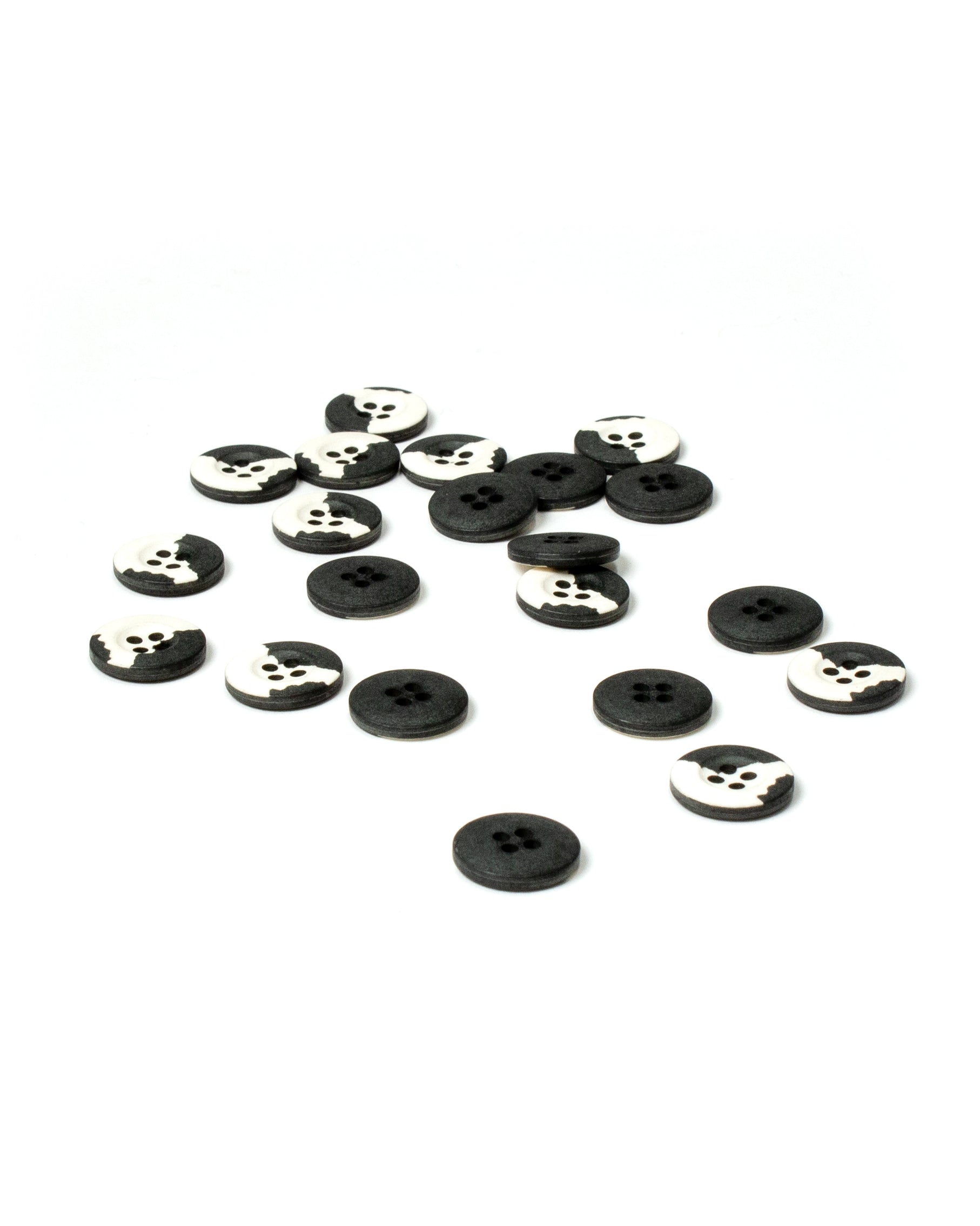 Cotton Off White and Dark Blue-Green Buttons 15mm