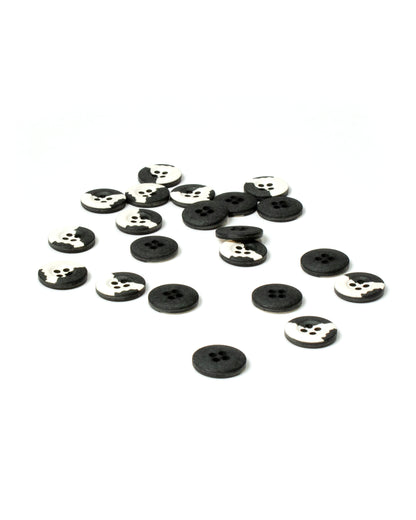 Cotton Off White and Dark Blue-Green Buttons 15mm