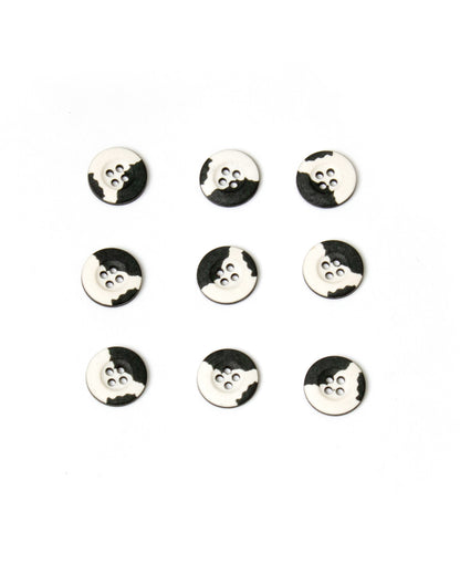 Cotton Off White and Dark Blue-Green Buttons 15mm