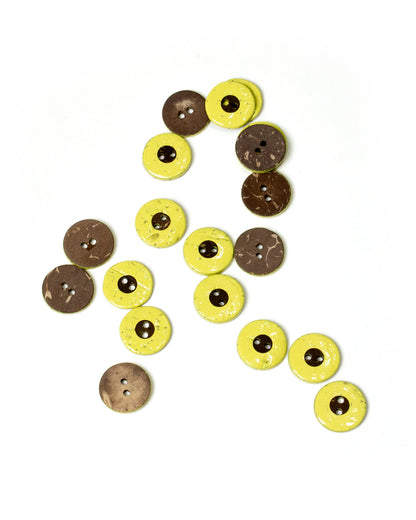 Coco Shell Buttons with Yellow Edge 18mm