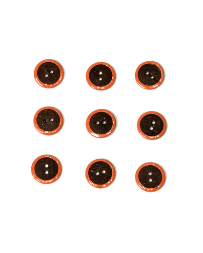 Coco Shell Buttons Raised Orange Rim 18mm