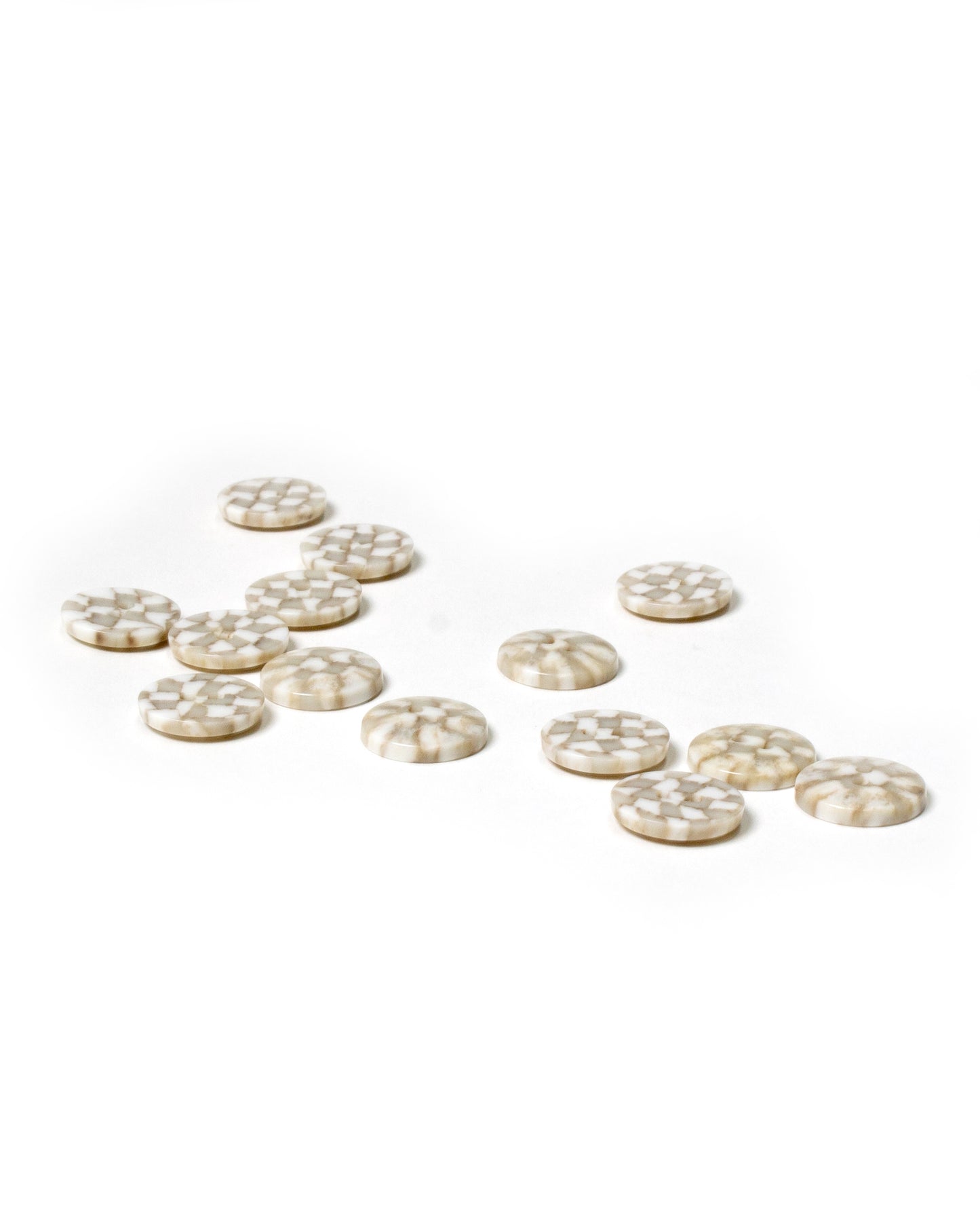 Mosaic White and Taupe Buttons 18mm