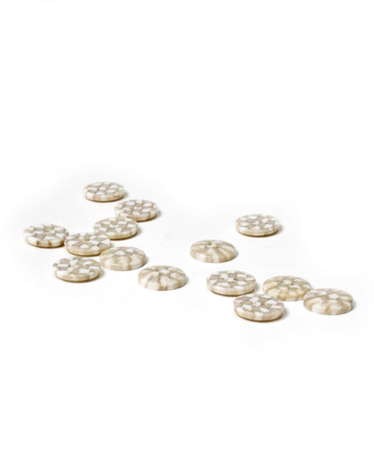 Mosaic White and Taupe Buttons 18mm
