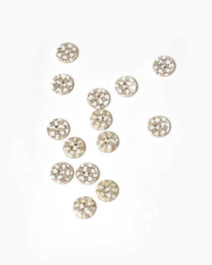 Mosaic White and Taupe Buttons 18mm