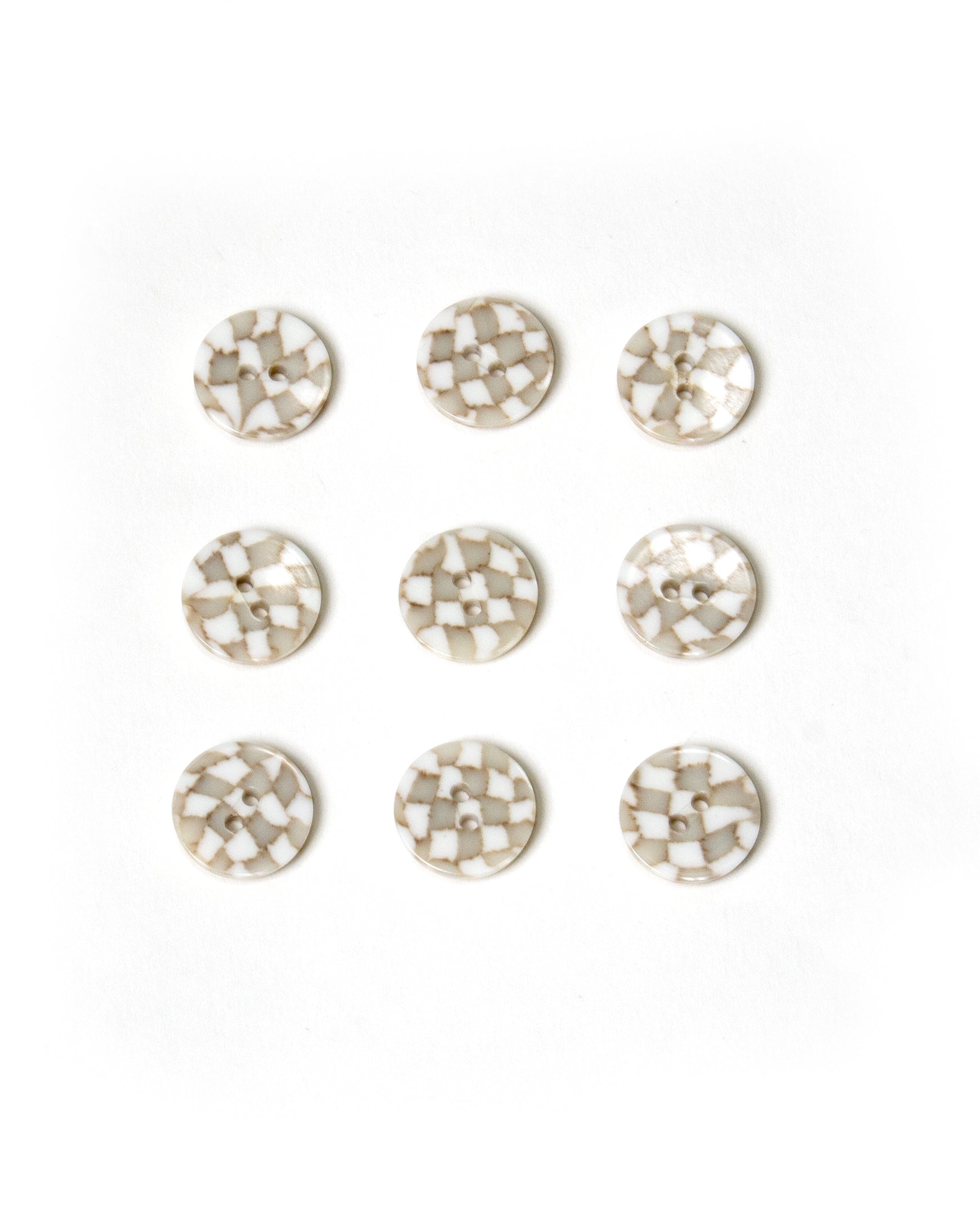 Mosaic White and Taupe Buttons 18mm