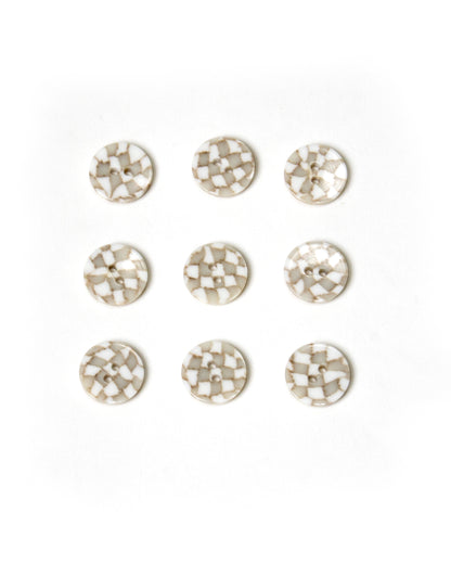 Mosaic White and Taupe Buttons 18mm