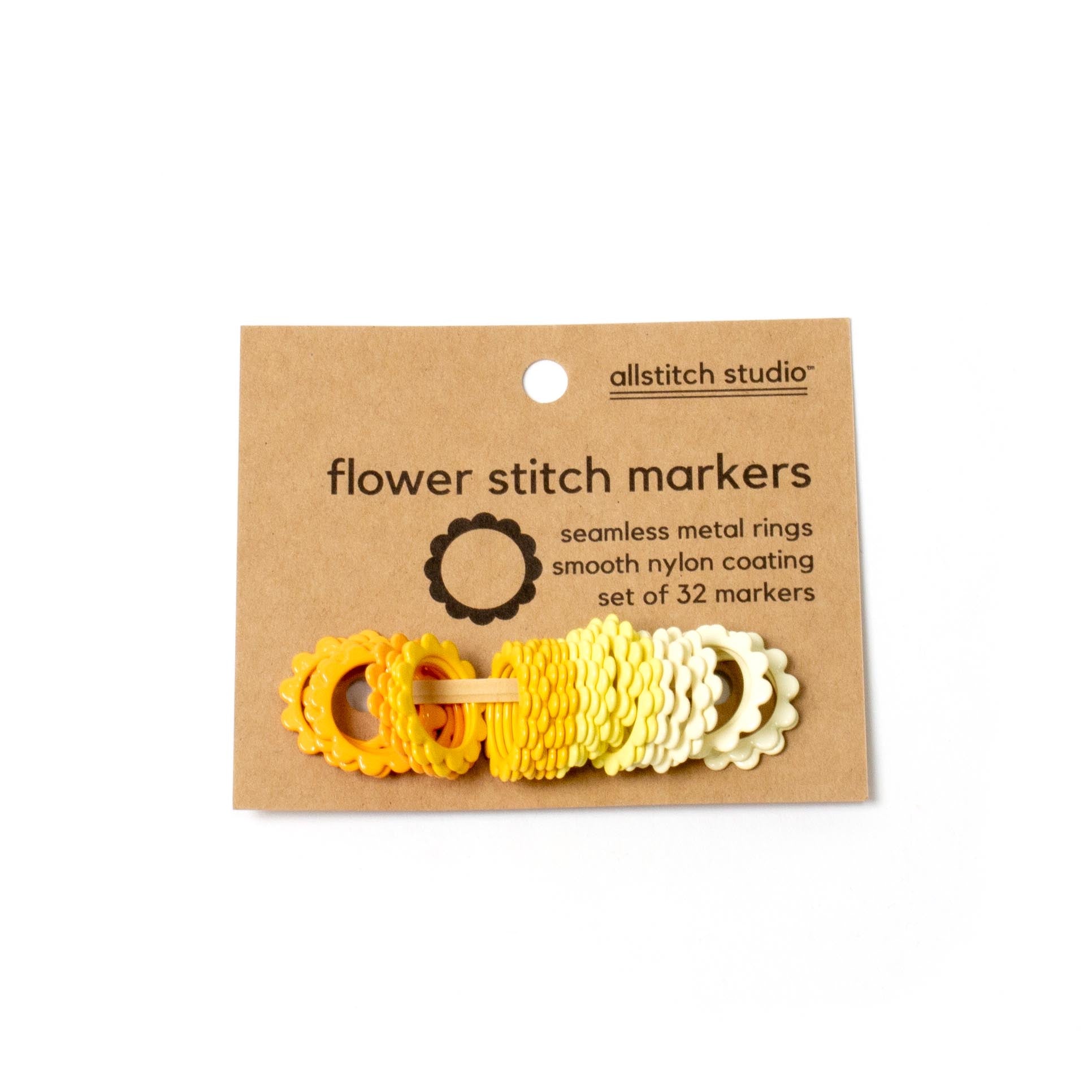 Stitch Markers - Extra Large Flower Rings - Yellow