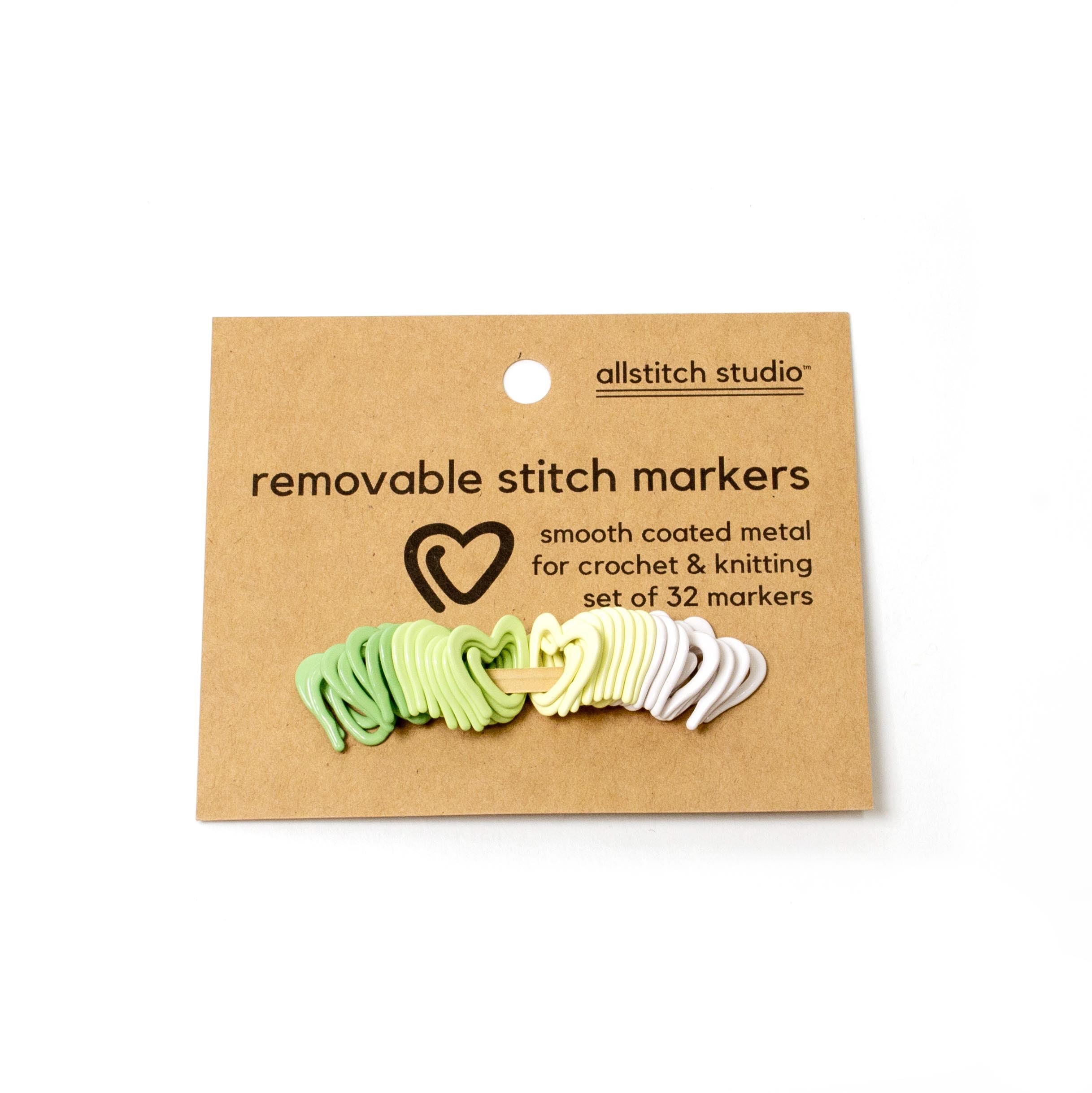 Stitch Markers - Hearts - Green Tones