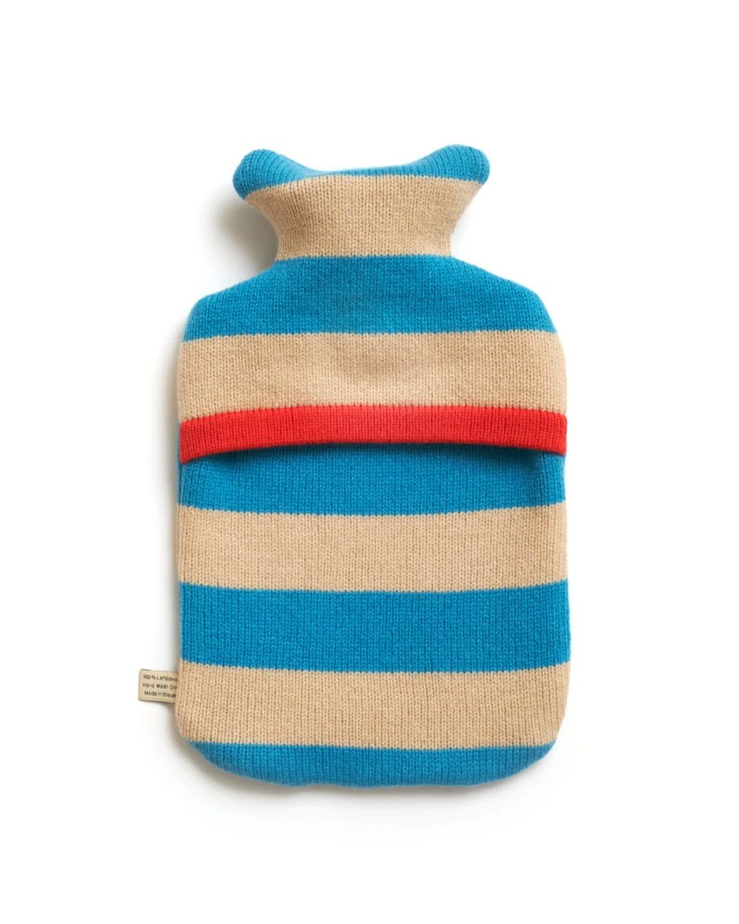 Stripe Oatmeal and Turquoise Lambswool Hot Water Bottle