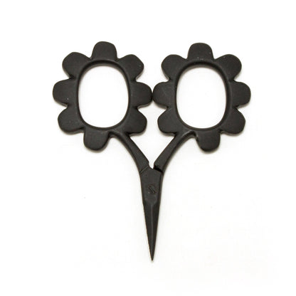 Matte Black Flower Power Mini Scissors